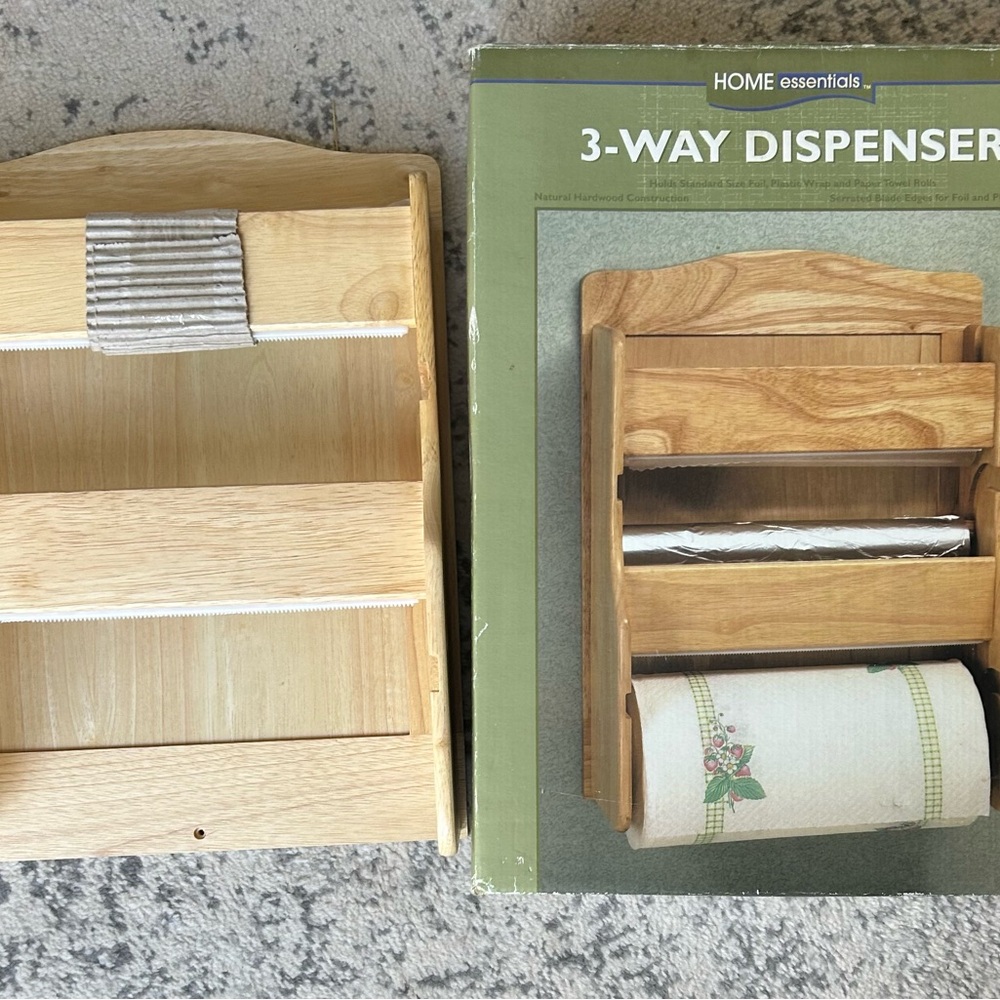 3-Way Wooden Kitchen Dispenser - Natural Wood